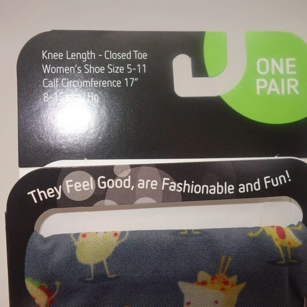 NEW Cutieful Therapeutic Compression Socks Fits Size 5-11 Snacktime Tacos Fries